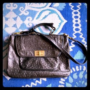 Rebecca Minkoff green metallic ostrich leather bag
